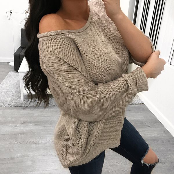 

women knitted sweater solid color round neck long sleeve pull femme autumn winter casual pullover winter ladies clothes knitwear, White;black