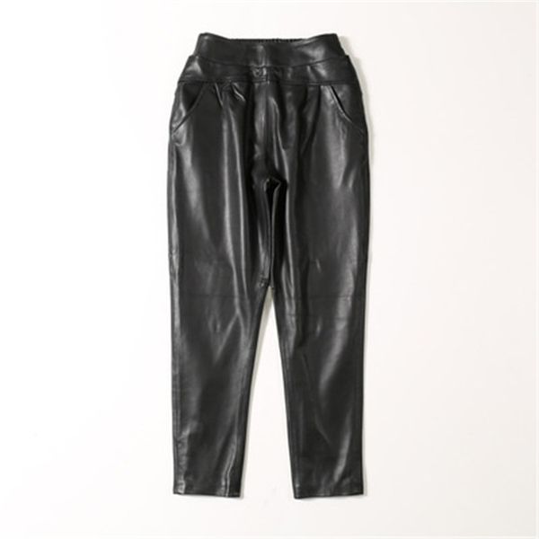 

2020 women new real genuine sheep leather pants c12, Black;white