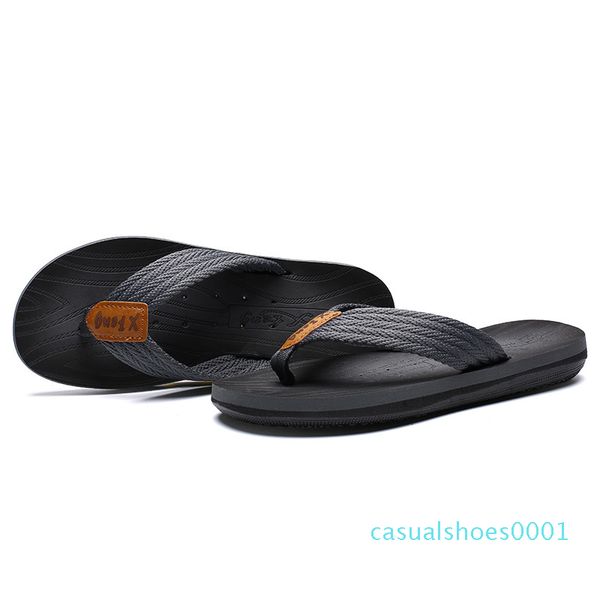 

flip-flops summer men handmade fashion slipper breathable casual outer wear flat heel flip-flops flip-flop anti-slip beach sli c01, Black