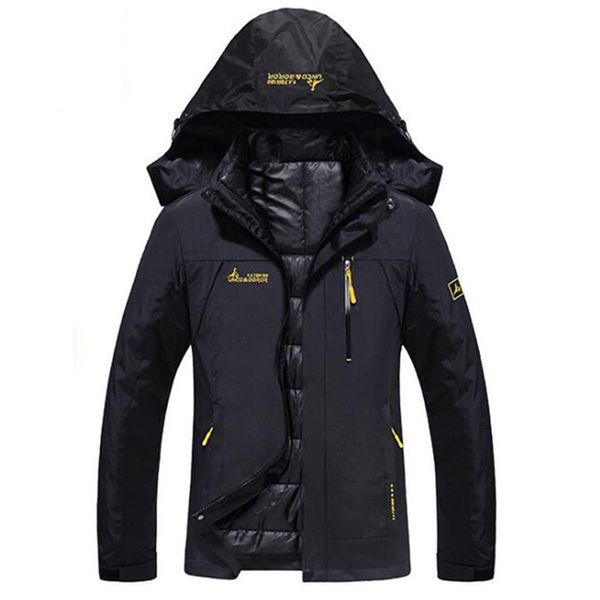 

2019 winter waterproof warm jacket women thermal 2 in1 parka coats female outdoors windproof thick winter tourism jacket outwear, Black