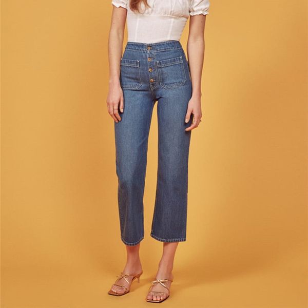 

women's jeans pants slim fit high waist autumn new 2020, Blue