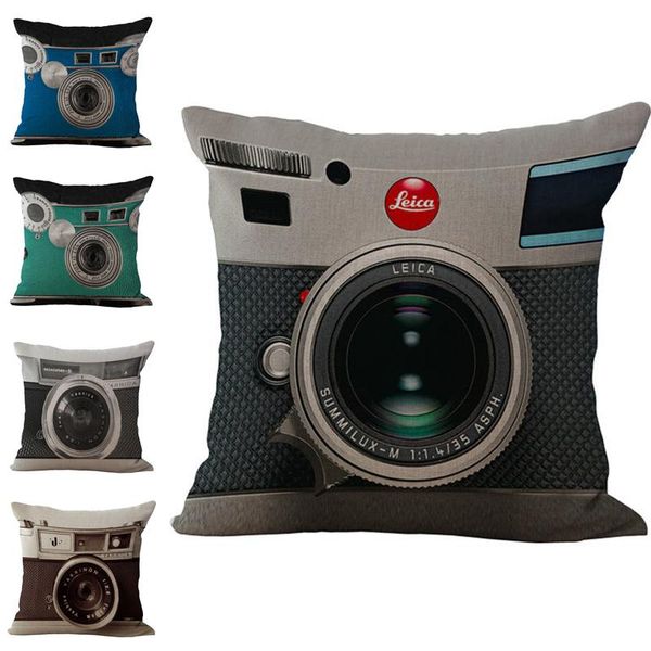 

camera lens pattern pillow case cushion cover linen cotton throw pillowcases sofa bed car decorative pillow covers drop shipping