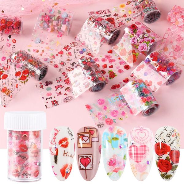 

romantic love nail foil transfer paper sweet spring flower nail art decoration stickers slider design manicure decal leb109, Black