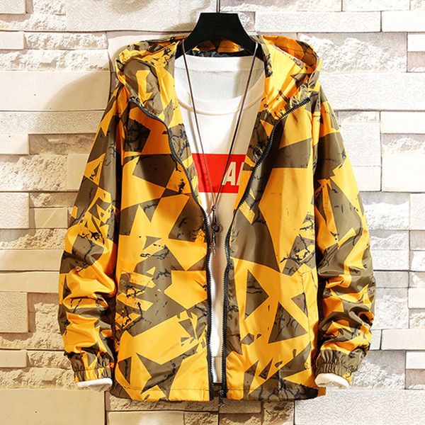 

men's autumn printing patchwork jacket zipper para hombre abrigo con capucha cortavientos para hombre casual coat, Black;brown