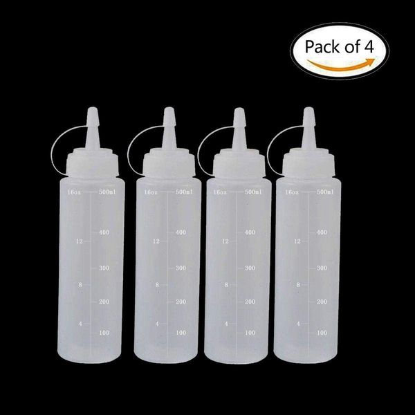 

plastic squeeze bottles, natural clear plastic bottles with cap, measurement for dressings, oil, bbq, kitchen, liquids and art other dinnerw