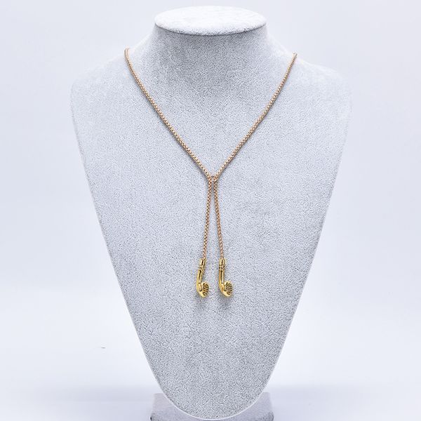 

fashion jewelry men necklace hip hop music headphone pendant necklaces cool gifts mens long chain gold silver color