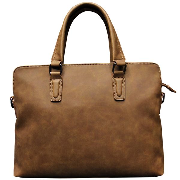 

2019 men briefcase office fashion vintage simple lapcrazy horse pu leather business handbag travel bag document portfolio