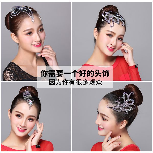 

new dancing headwear costume ballroom latin dance headdress waltz tango foxtrot headwear austrian diamond, Black;red