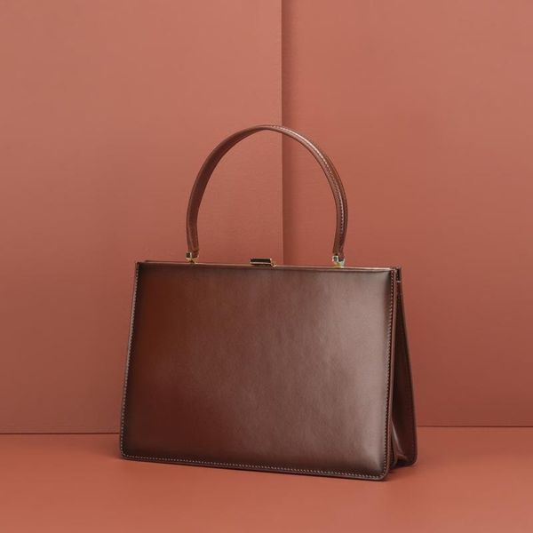 

2020 new retro leather cowhide tote large bag clip bag luxury handbags women bags designer