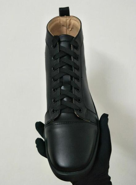 

2019 new luxury designer sneakers men women casual shoes party dress high-cut studded spikes platforms red bottom shoes sneaker l29, Black