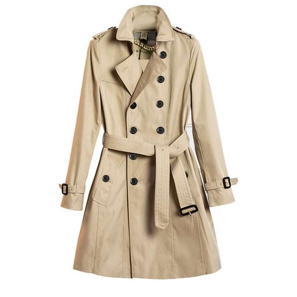 

women's trench coats double breasted short classic windbreaker waterproof british coat new high-end english style autumn winter loose c, Tan;black