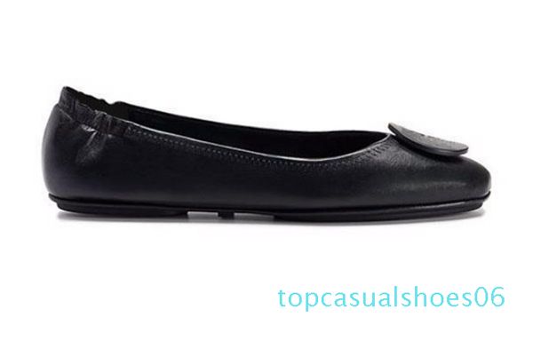 

fashion brand logo designer genuine leather designer casual travel ballet flats genuine leather women flat shoes sz 35-41 t6, Black