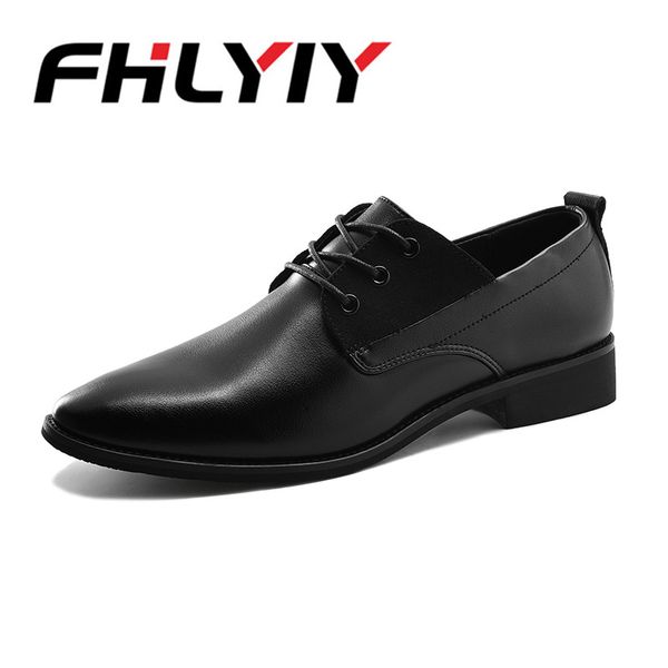 

office luxury men flats casual man shoes leather genuine men oxford lace up dress shoes sapato masculino chaussure homme cuir, Black