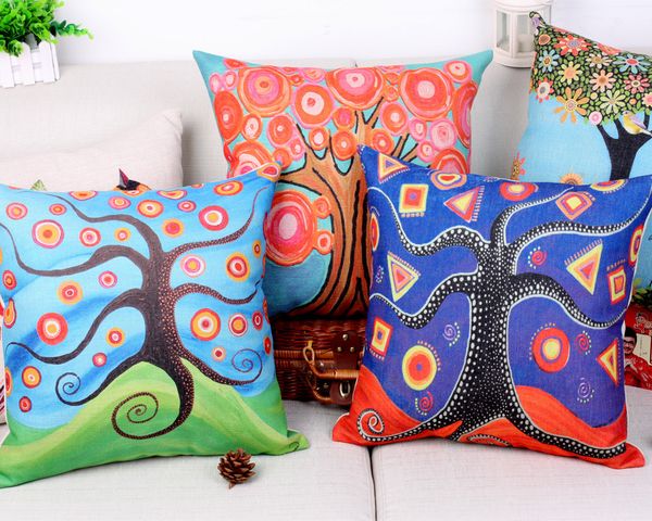 

oil painting tree pillow cotton cushion set come picture customize
