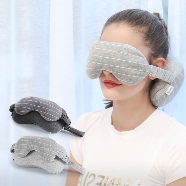 

useful portable travel compact pillow eye mask 2 in 1-soft goggles neck support pillow for airplane office napping trip supplies