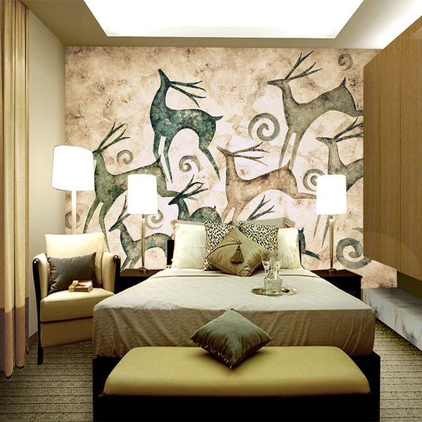 

3d abstract elk wallpaper retro living room tv background wall paper personality animals large mural bar wall covering