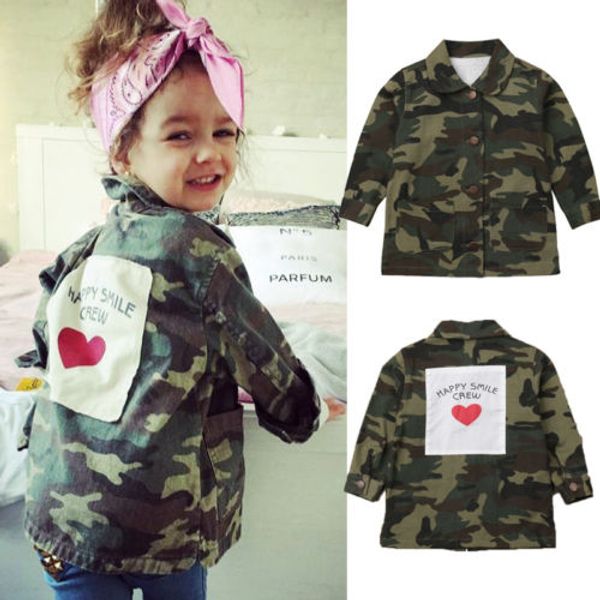 

2018 fashion cool kid girls camouflage jacket autumn outerwear long sleever cotton casual coat age 2 3 4 5 6 7 8 years, Blue;gray