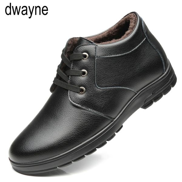 

men winter snow boots with warm fur cushioning casual genuine leather soft cowhide business man shoes male botas 789, Black