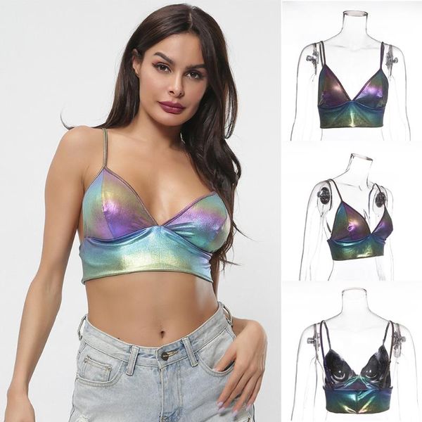 

женщины жилет партии светоотражающие девушки мода камзолы танк сексуальный фестиваль радуга топ наряд случайные дамы полиэстер, White