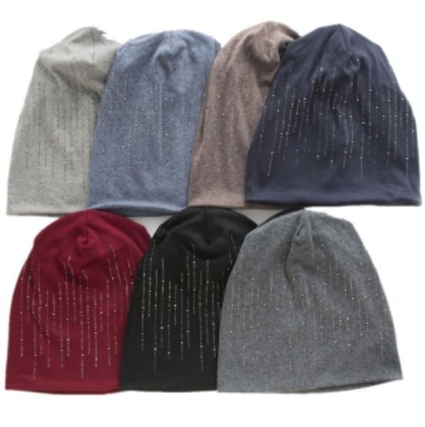 

neww fashion autumn and winter couples headgear knitted double cashmere drilling warm casual hat wholesale, Blue;gray