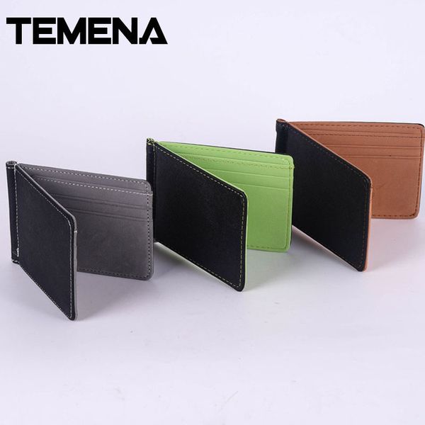 

temena мужчины wallet короткие кожи кошельки кошельки мода синтетическая кожа деньги клипы sollid тонкий кошелек bwl019a, Black