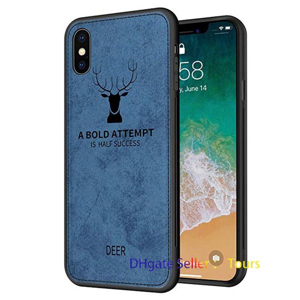 

3d deer print phone case for iphone xr luxury slim fabric texture soft tpu back cover for iphone xr xs max