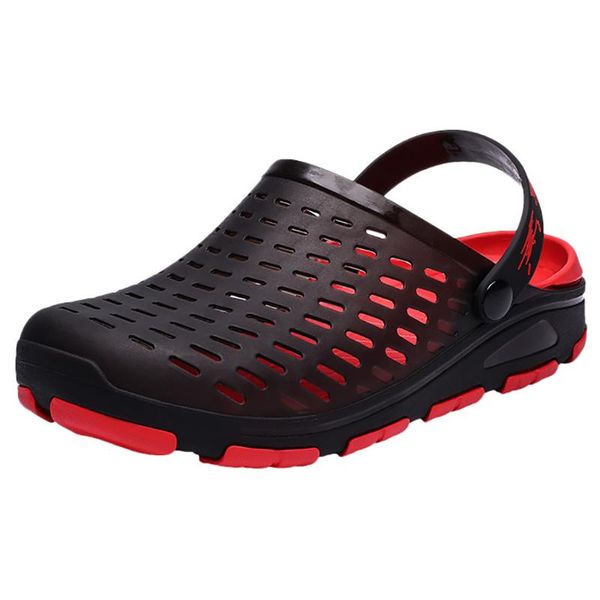 

sagace mens slipper men's wading leisure hole shoes two wear elastic heel breathable waterproof beach shoes new summer slipper, Black