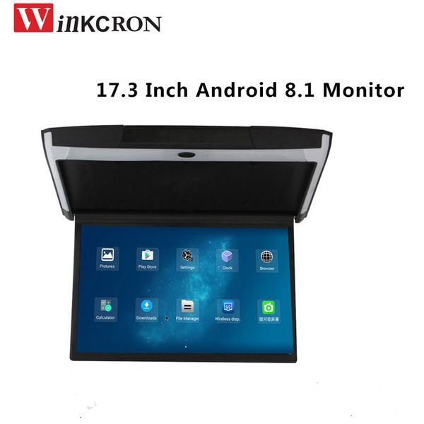 

17.3 inch android 8.1 car monitor ceiling mount roof hd 1080p video ips screen wifi/hdmi/usb/sd/fm/bluetooth/speaker