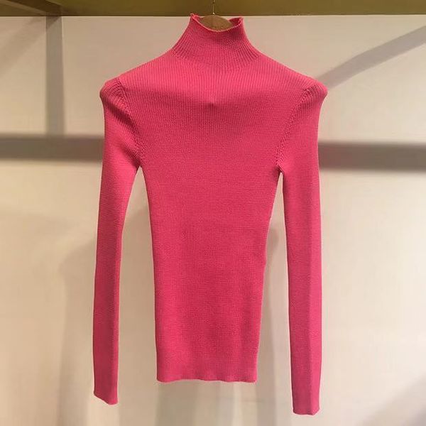 

new 's knitted sweater half high collar long-sleeved stretch slim rib stripes ladies female bottoming pullover top, White;black