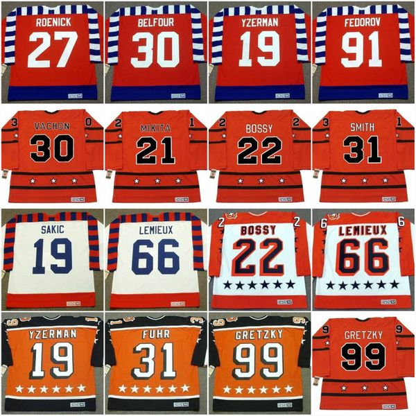 

#19 JOE SAKIC 1992 All Star STEVE YZERMAN STAN MIKITA MIKE BOSSY JEREMY ROENICK ED BELFOUR ROGIE VACHON BILLY SMITH Vintage Hockey Jersey