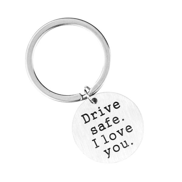 

new arrival i love you round pendant key chain stainless steel hanging keyring car key cute gifts women bag chains, Silver