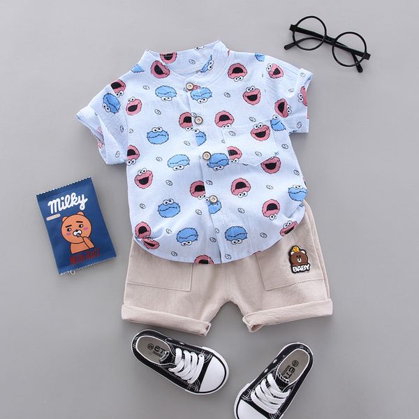 

summer children fashion clothes kids boys girls print short sleeve shirt shorts 2pcs/sets kids infant coat toddler tracksuit set, White