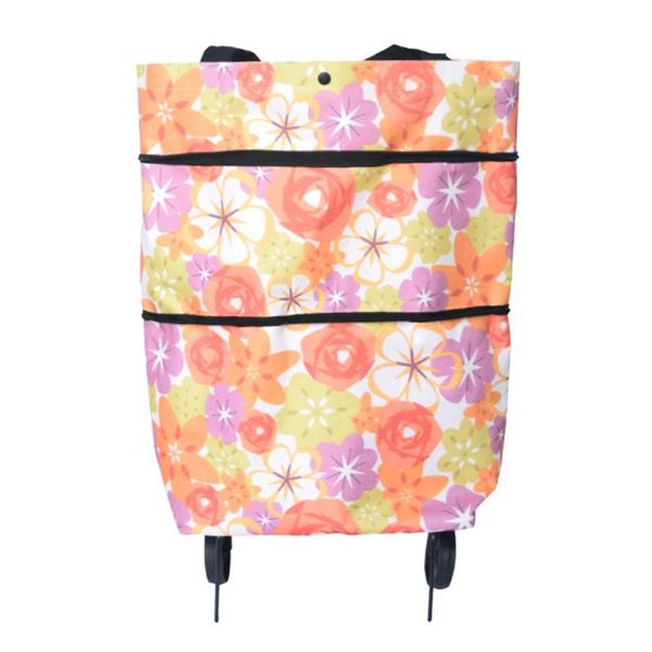 

on wheels home cart folding groceries reusable fashion lightweight portable shopping bag oxford cloth large capacity