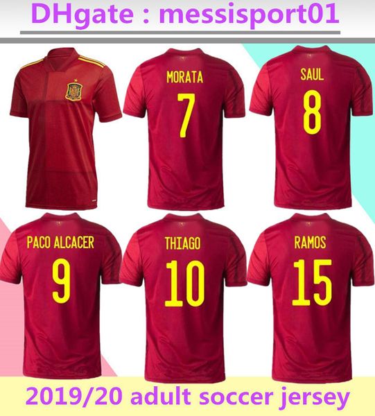 

2020 eruo cup spain soccer jersey home 2020 2021 camiseta de fÃºtbol sergio koke ramos isco national team spain football uniforms shirts, Black;yellow