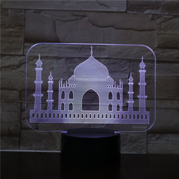 

usb 3d led night light india taj mahal atmosphere lamp decoration rgb kids baby gift famous buildings table lamp bedside neon