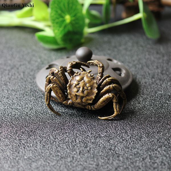 

antique bronze small crab statue pet ornament pure brass solid animal miniature figurine vintage home decoration accessories, Silver