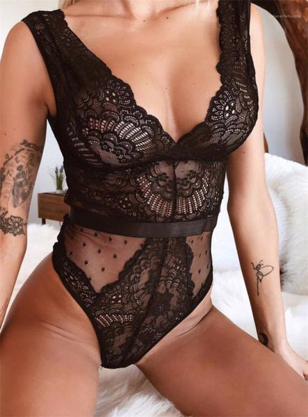 

rompers sexy see through тонкий глубокий v шеи комбинезоны женщины без рукавов щитовые трико заманчивые lace mesh, Black;white