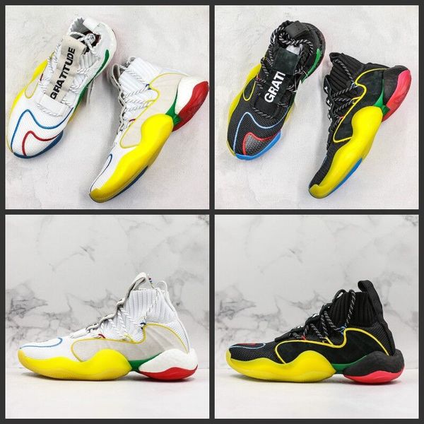 

2019 Pharrell X Originals Crazy BYW Basketball Shoes High Black White Socket Sneakers Fashion Brand Designer Mens Sports Sneakers 7-12