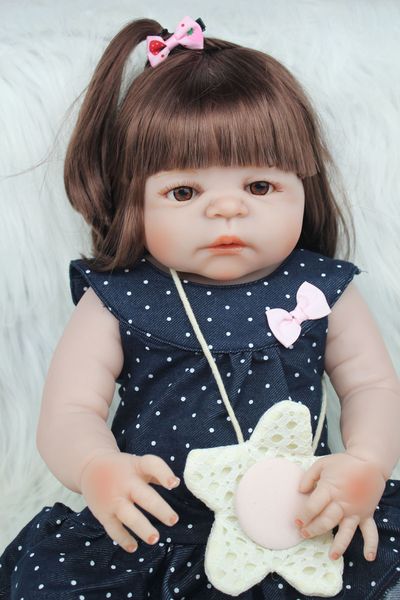 

22-дюймовый 55 см всего тела силиконовые reborn girl baby doll toys 22-дюймовый новорожденный принцесса малышей младенцев куклы купаться игр