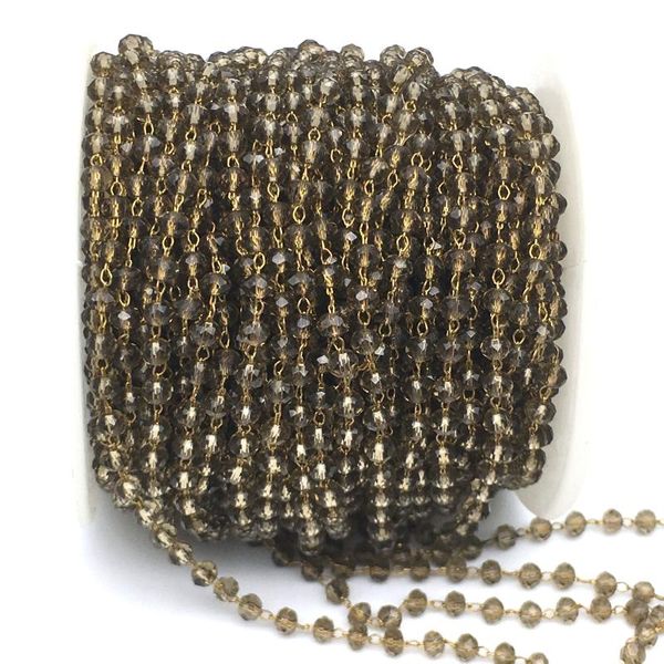 

2x3mm glass faceted rondelle beads rosary chains,wire wrapped beaded rosary chain faceted beads for necklaces&bracelets, Silver