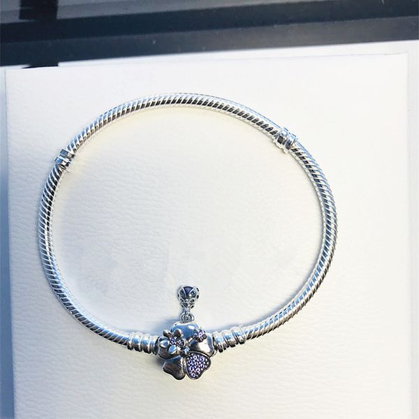 

2019 new charm logo s925 bracelet pandoras bangle wildflower meadow clasp sterling silver chain women jewelry making, Black