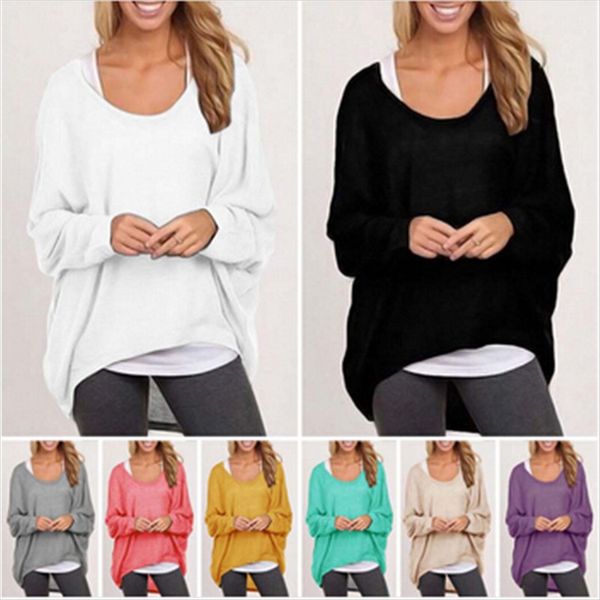 

loose slim t-shirt solid color knitted 11 colors women's loose slim women's t-shirt sweater solid color knitted sweater 11 colors, White