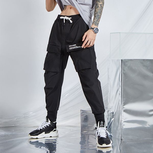 

cargo harem pants mens casual hook loo joggers baggy tactical trousers harajuku streetwear hip hop fashion swag us size, Black