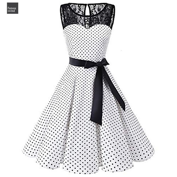 

women dress sleeveless polka dot lace hepburn vintage swing high waist pleated sleeper solid design drop shipping designer clothes, Black;gray