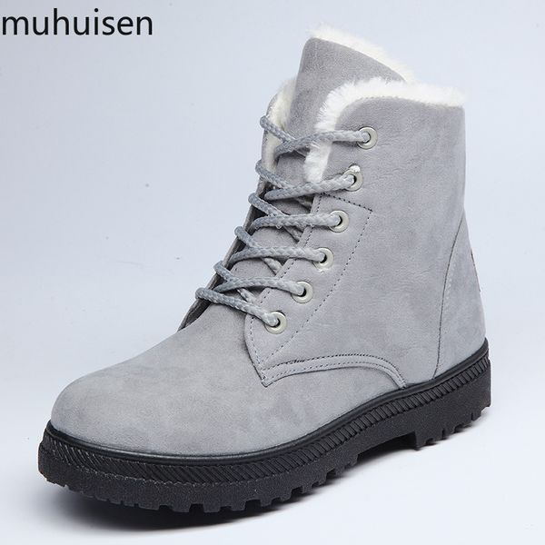 

fashion warm snow boots 2018 heels winter boots new arrival women ankle women shoes warm fur plush insole shoes woman, Black