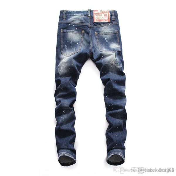 

19-hole jeans men's blue fashionable personality jeans men's hip hole men's hole jeans
