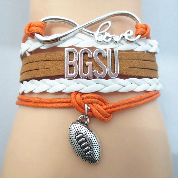 

jewelry infinity love bgsu football team bracelet orange white sport wristband friendship gifts b09220, Golden;silver