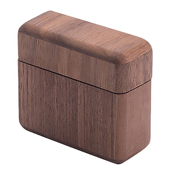 

engagement ring box handmade walnut wooden ring box rosewood wedding valentine's gift with magnet cover portable, Black;blue