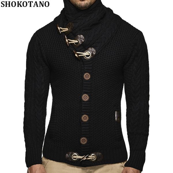 

shokotano brand men knit clothing spring cardigan male fashion hipster sweater men casual horns buckle mens sweaters coats, White;black