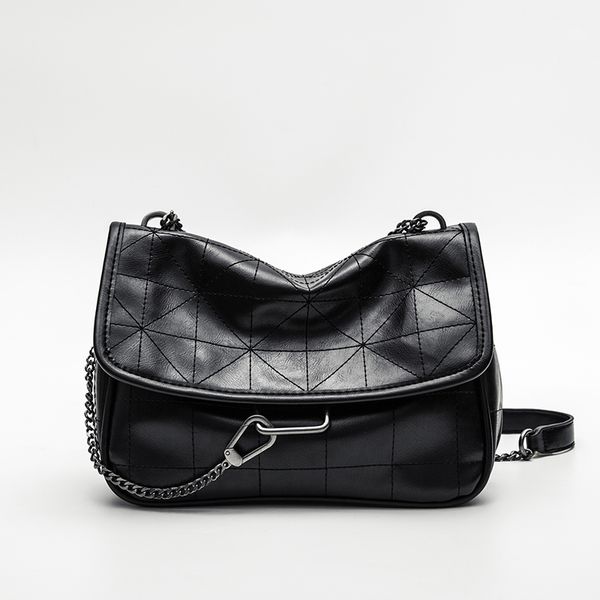 

black quilted crossbody shoulder bag for women 2020 messenger bag ladies pu chain handbags